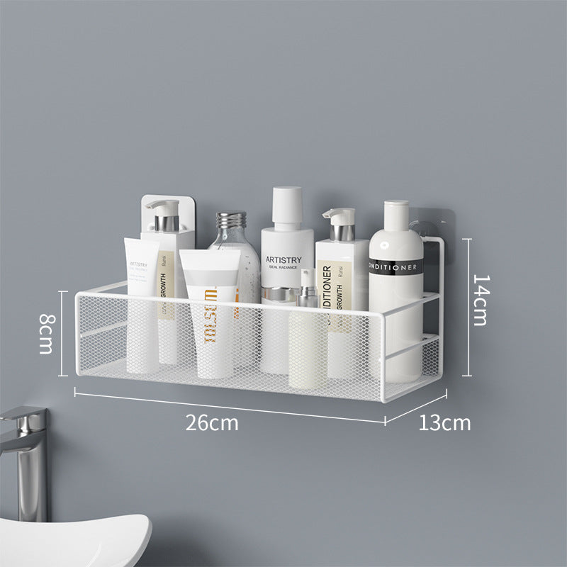 No Drill Wall Shower Shelf – Iron Mesh Bathroom Organizer Rack