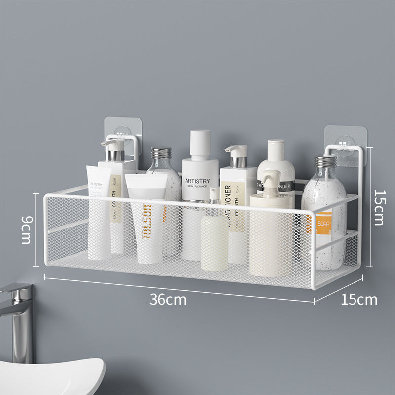 No Drill Wall Shower Shelf – Iron Mesh Bathroom Organizer Rack