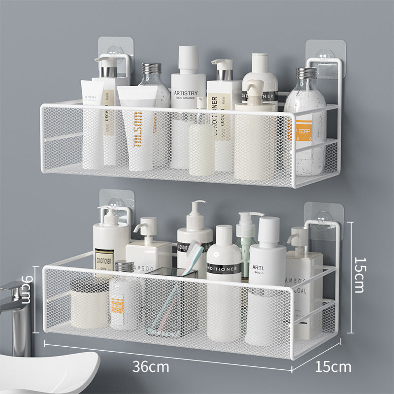 No Drill Wall Shower Shelf – Iron Mesh Bathroom Organizer Rack