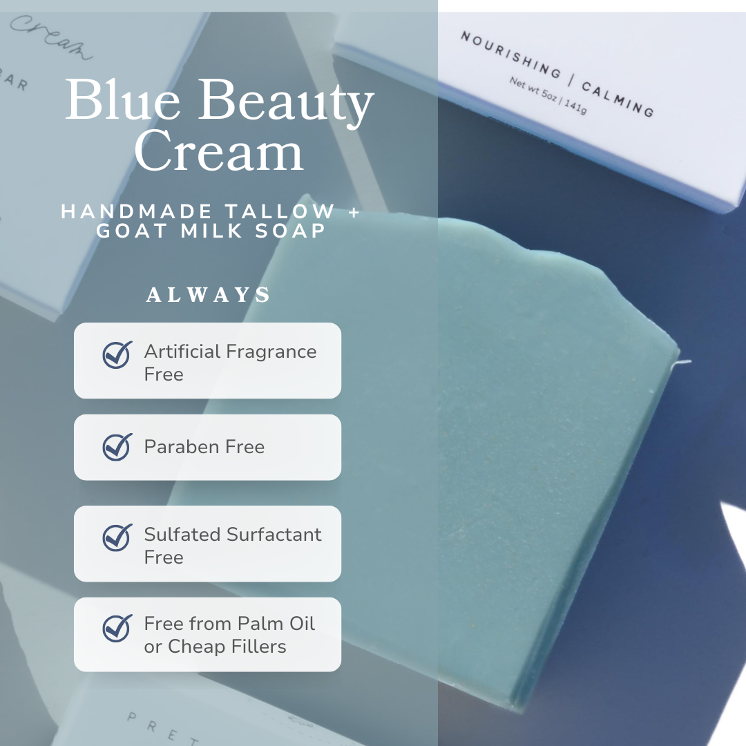 Blue Tansy Natural Facial Bar – Tallow, Goat Milk & Probiotic, 5oz