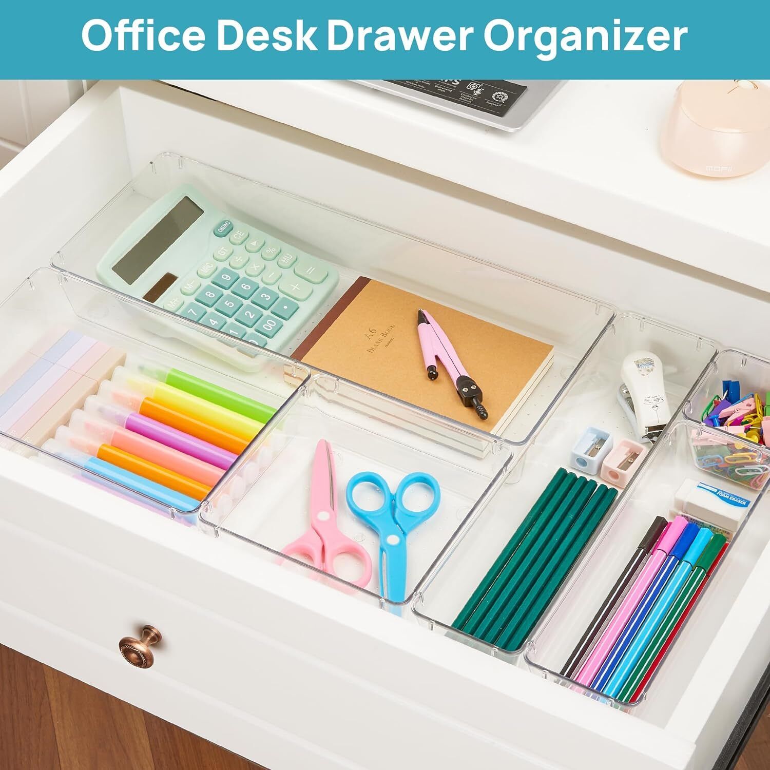 25-Piece Clear Drawer Organizer Set – Stackable Plastic Storage Bins for Kitchen, Bathroom & Desk