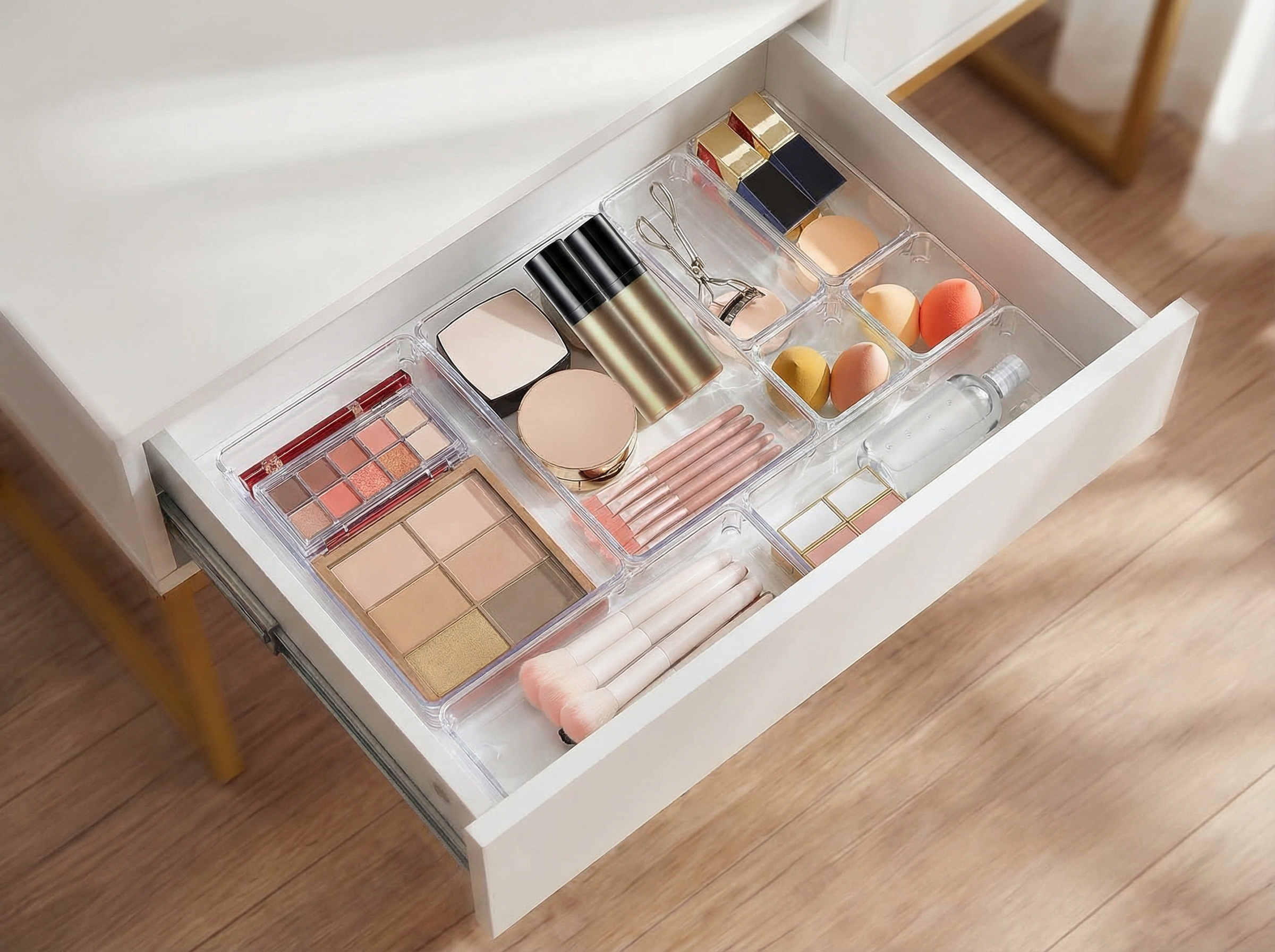 25-Piece Clear Drawer Organizer Set – 4 Sizes, PET Divider Trays