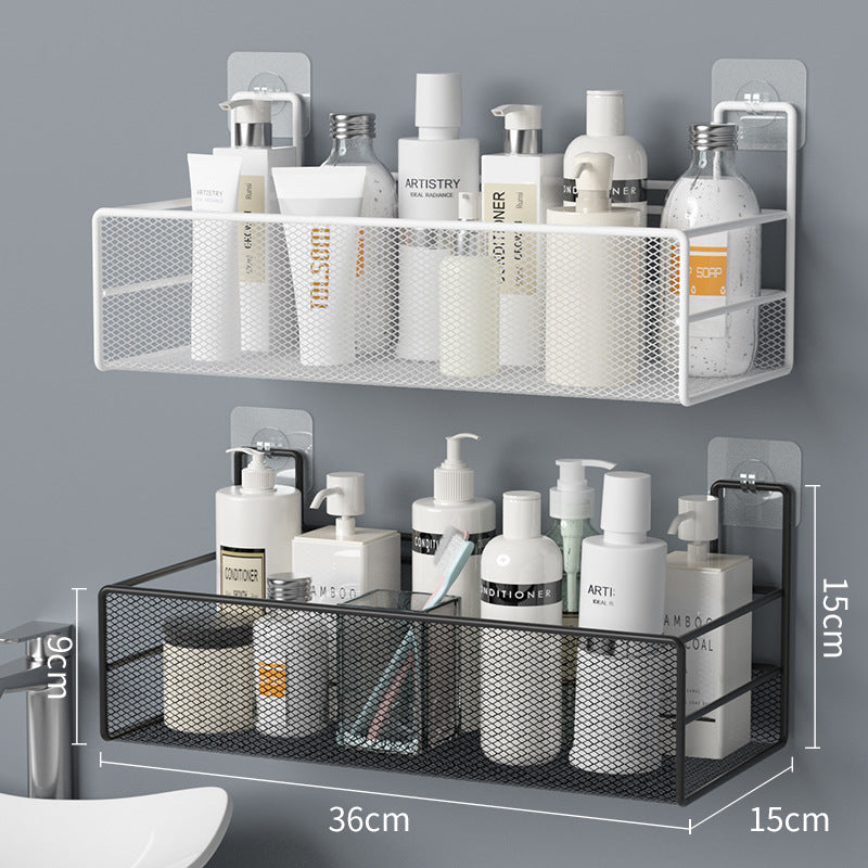 No Drill Wall Shower Shelf – Iron Mesh Bathroom Organizer Rack