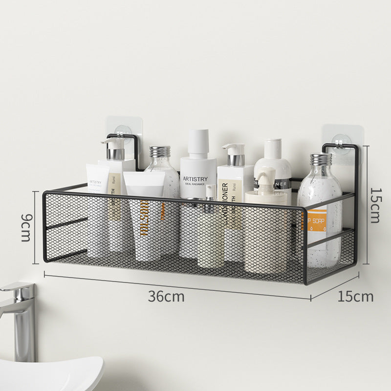 No Drill Wall Shower Shelf – Iron Mesh Bathroom Organizer Rack