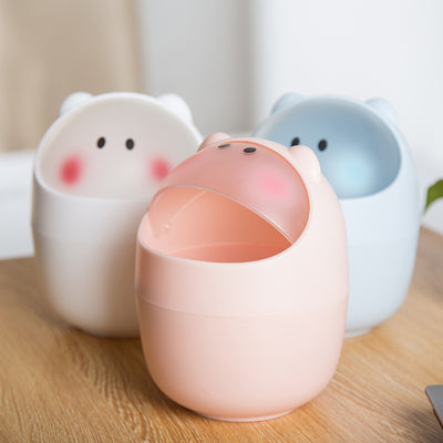 Mini Desktop Trash Can – Small Plastic Desk Bin for Office, Bedroom & Vanity | White, Blue, Pink