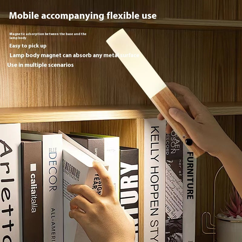 Wood Grain Magnetic Motion Sensor LED Night Light – USB Rechargeable