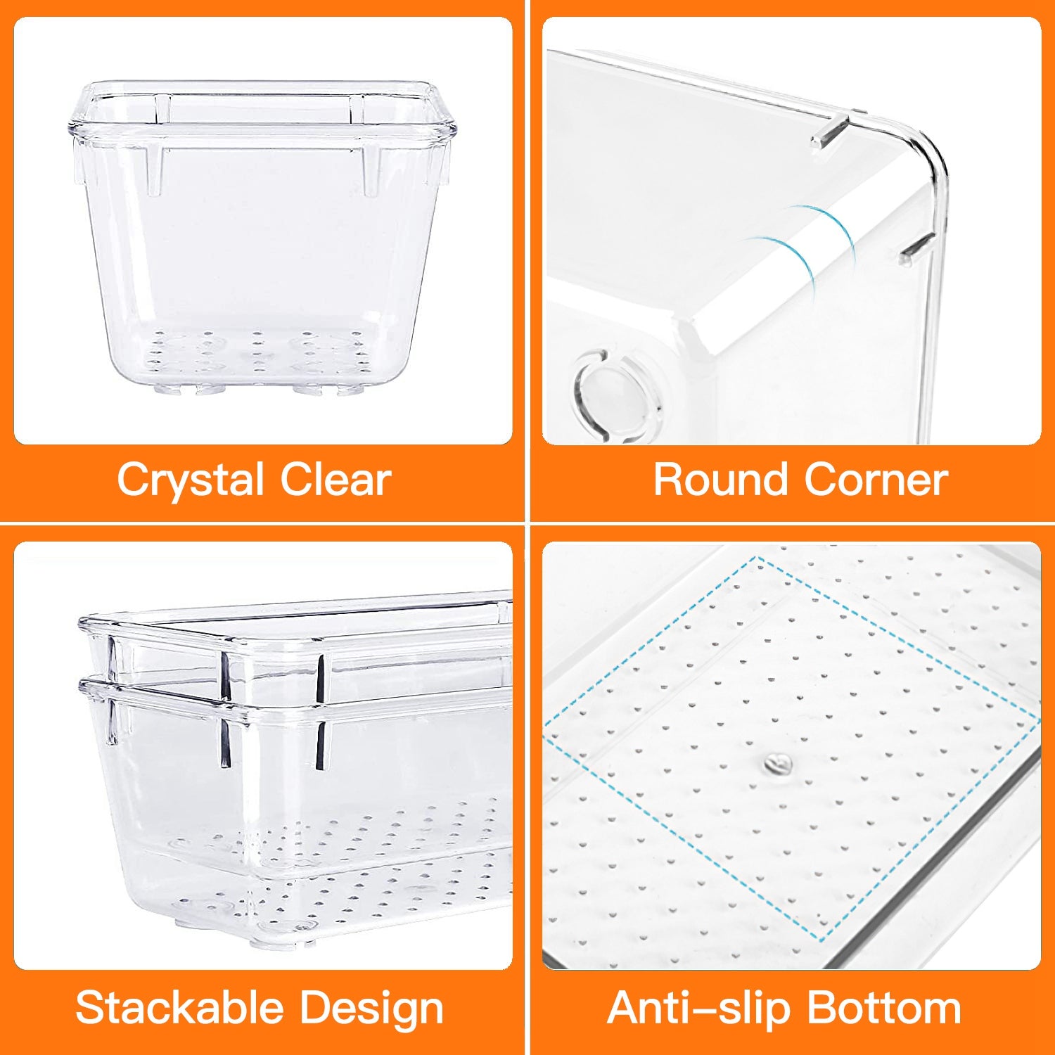 25-Piece Clear Drawer Organizer Set – 4 Sizes, PET Divider Trays