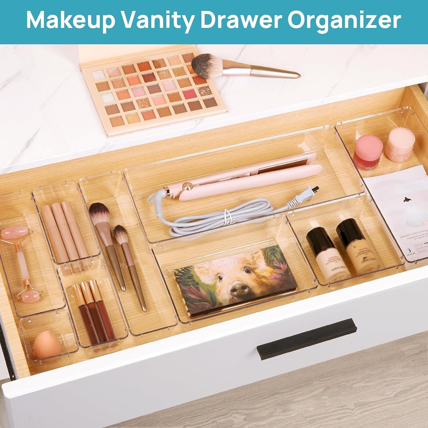 25-Piece Clear Drawer Organizer Set – Stackable Plastic Storage Bins for Kitchen, Bathroom & Desk