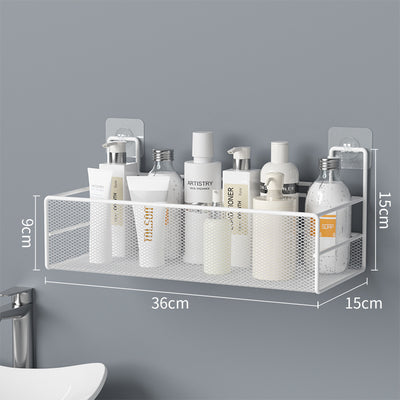 No Drill Wall Shower Shelf – Iron Mesh Bathroom Organizer Rack