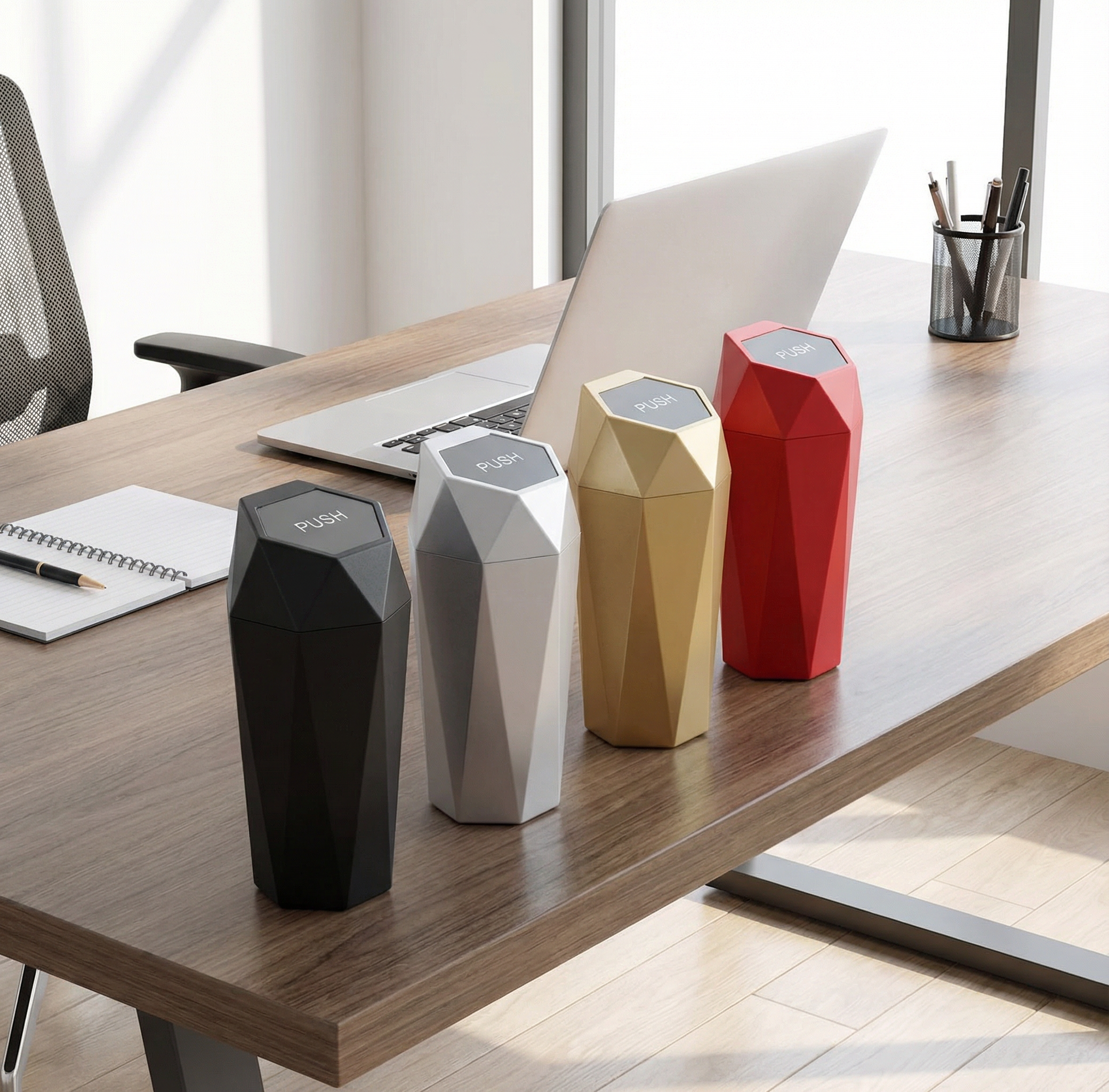 Mini Car & Desk Trash Can With Lid – ABS Bin, 4 Colors