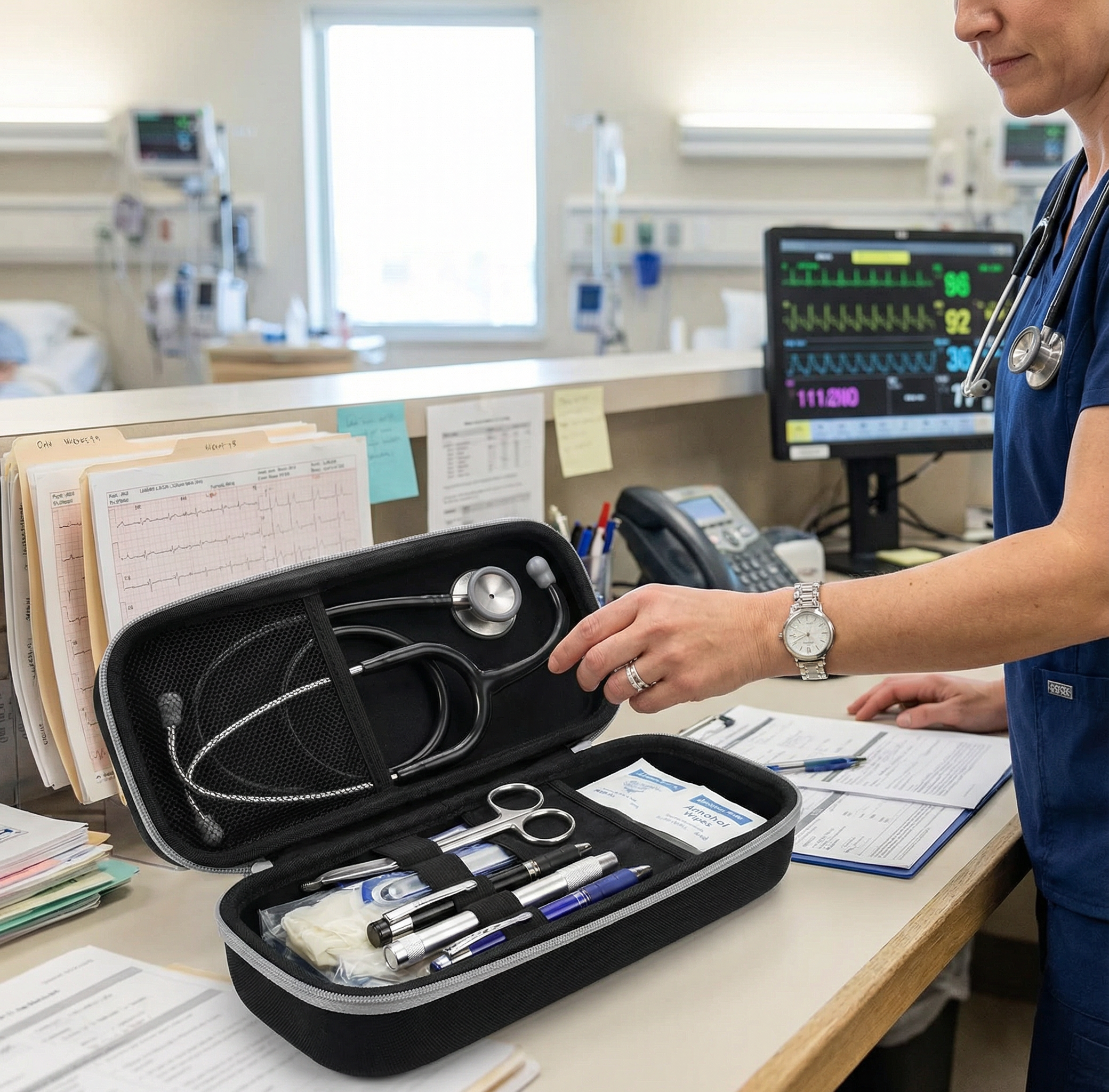Stethoscope Bag for Nurses & Doctors – Oxford Cloth Medical Organizer