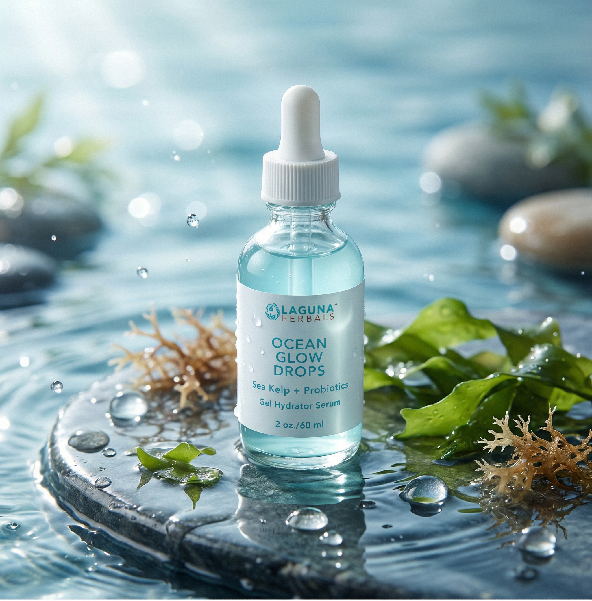 Ocean Glow Drops Hyaluronic Acid Gel Serum – Sea Kelp, Niacinamide & Probiotics