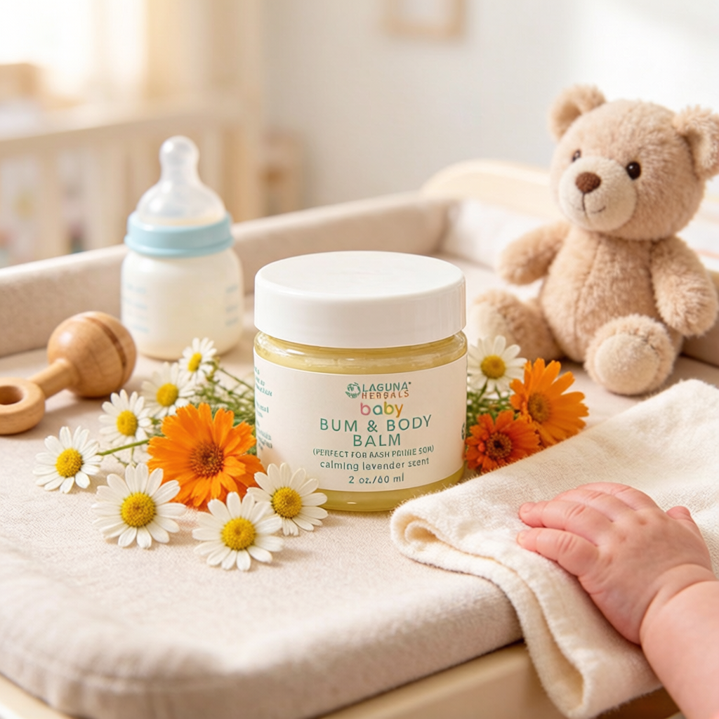 Organic Baby Bum & Body Balm – Natural Diaper Rash Relief, Calendula & Chamomile