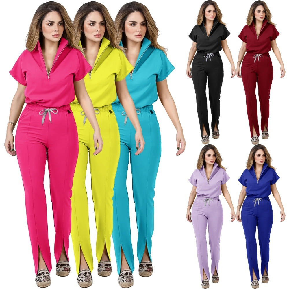 Quick-Dry Short Sleeve Scrubs Set – 8 Vibrant Colors, Sizes S–XXL