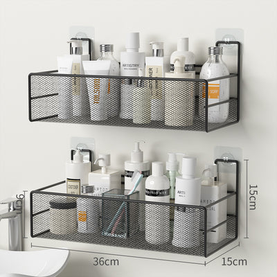 No Drill Wall Shower Shelf – Iron Mesh Bathroom Organizer Rack