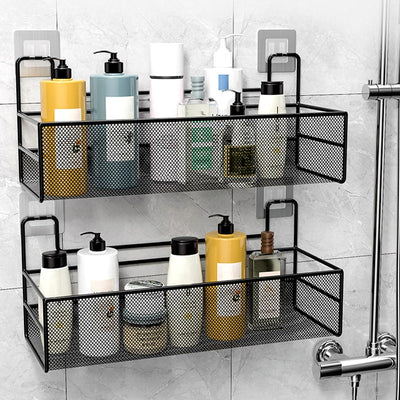 No Drill Wall Shower Shelf – Iron Mesh Bathroom Organizer Rack