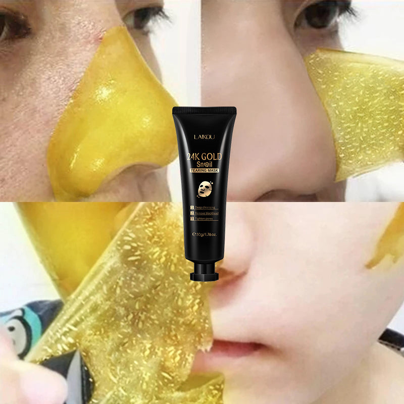 Gold Foil Snail Mucin Peel-Off Face Mask – Deep Hydration, 50g