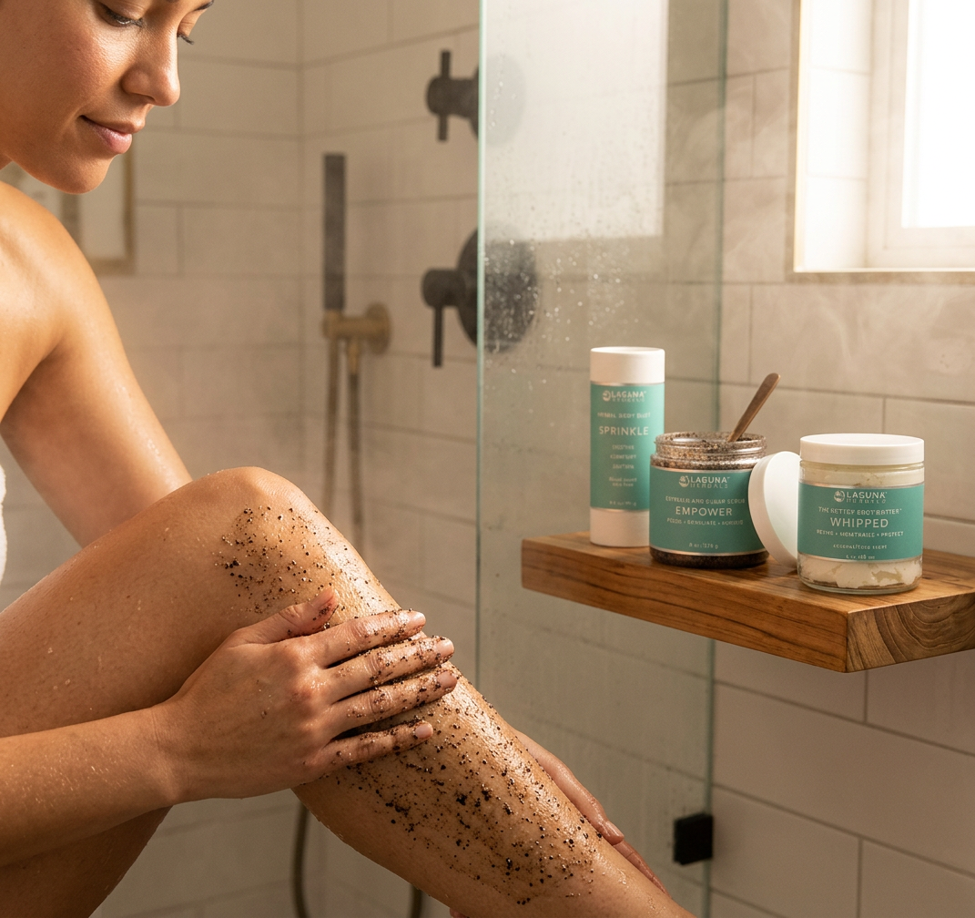 3-Step Organic Coffee Body Scrub Set – Espresso Scrub, Herbal Powder & Whipped Butter