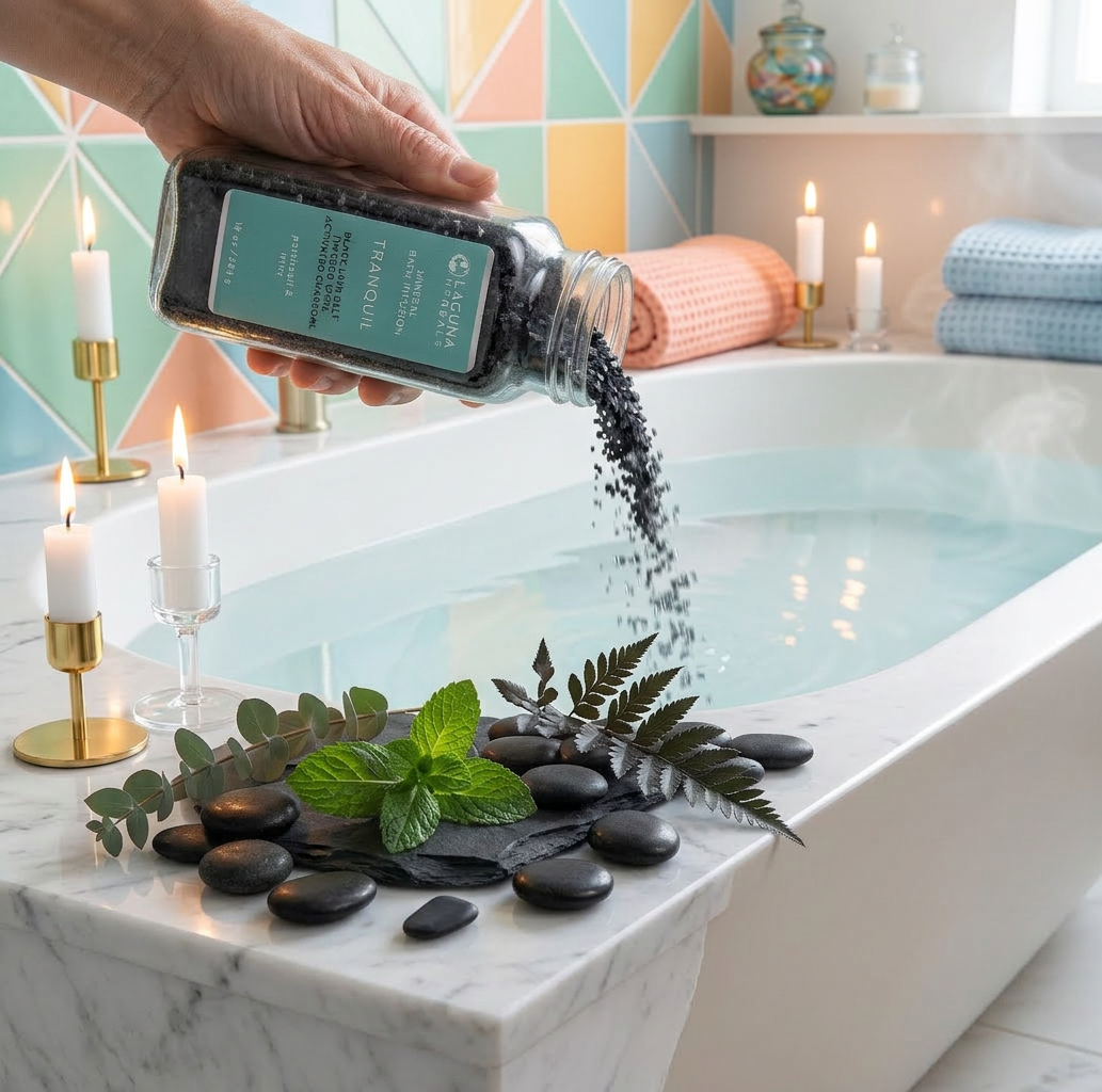 Tranquil - Activated Charcoal Detox Bath SaltTranquil Activated Charcoal Detox Bath Salt – Black Lava Mineral Soak (Patchouli Mint)